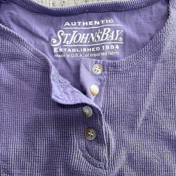 St. John’s Bay Purple Long Sleeve Henley Shirt Size 1X - Picture 4 of 10